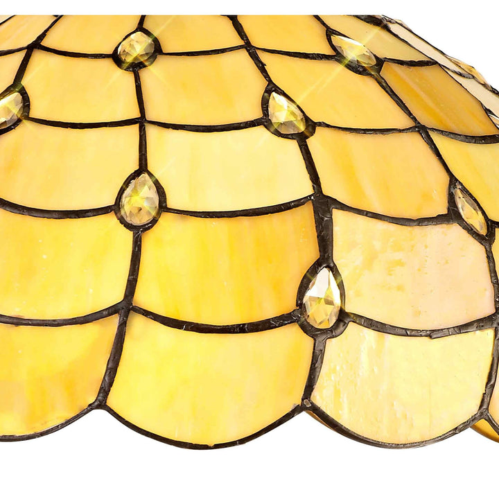 Nelson Lighting NLK00469 Chrisy 2 Light Octagonal Table Lamp With 40cm Tiffany Shade Beige/Aged Antique Brass