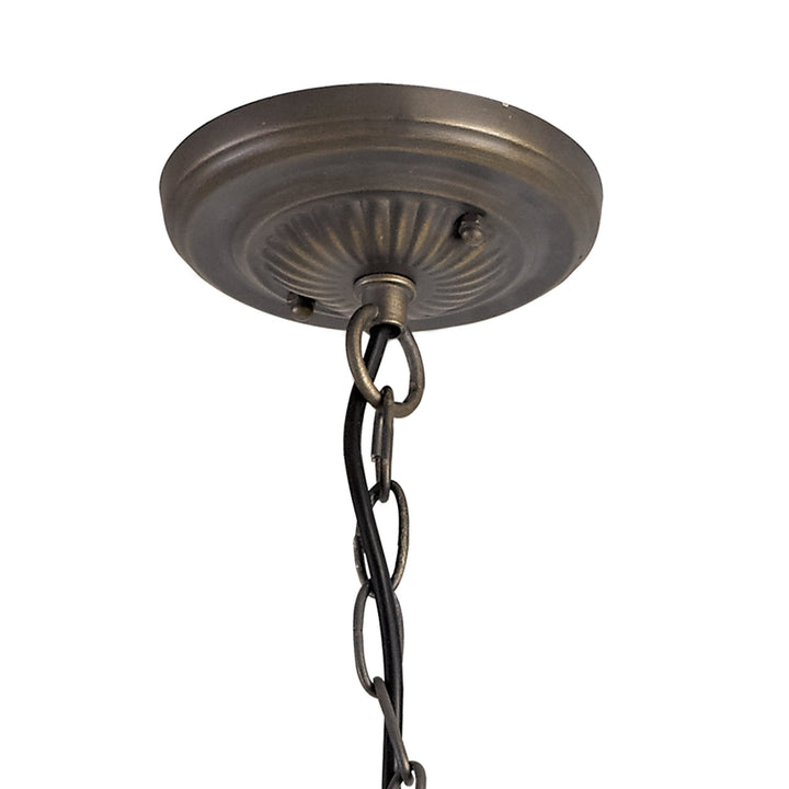 Nelson Lighting NLK00499 Chrisy 3 Light Down Lighter Pendant With 40cm Tiffany Shade Beige/Aged Antique Brass