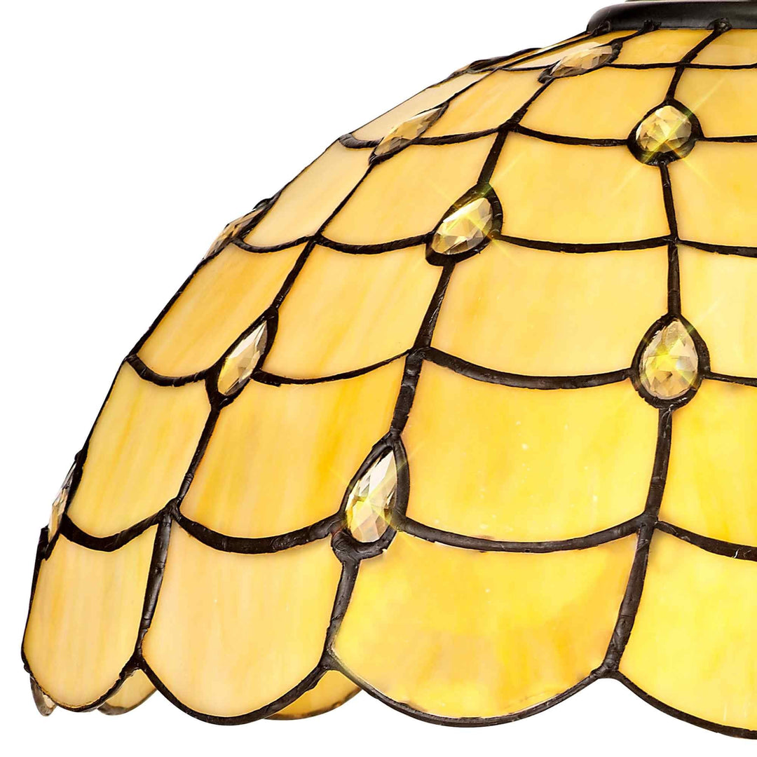 Nelson Lighting NLK00509 Chrisy 3 Light Semi Ceiling With 40cm Tiffany Shade Beige/Aged Antique Brass