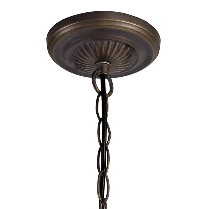 Nelson Lighting NLK00519 Chrisy 3 Light Up Lighter Pendant With 40cm Tiffany Shade Beige/Aged Antique Brass