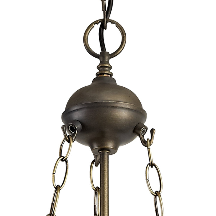 Nelson Lighting NLK00519 Chrisy 3 Light Up Lighter Pendant With 40cm Tiffany Shade Beige/Aged Antique Brass