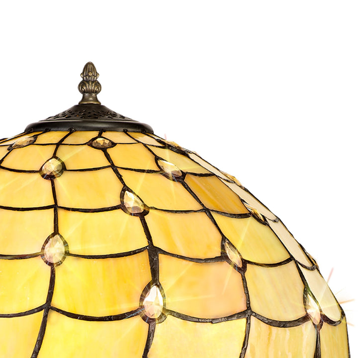 Nelson Lighting NLK00549 Chrisy 2 Light Stepped Design Floor Lamp With 40cm Tiffany Shade Beige/Brass