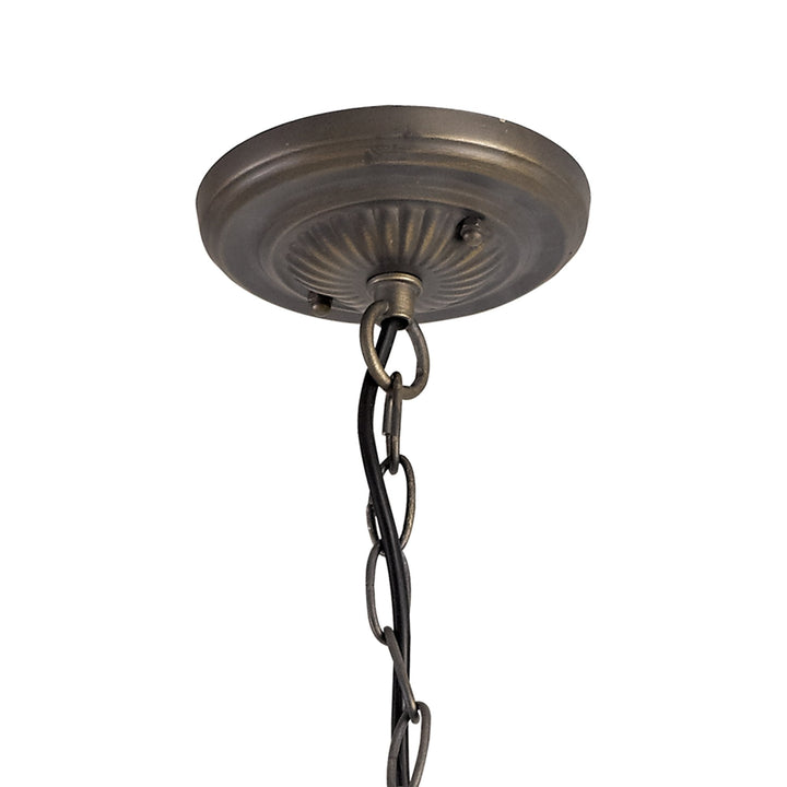Nelson Lighting NLK00589 Chrisy 3 Light Down Lighter Pendant With 50cm Tiffany Shade Beige/Aged Antique Brass