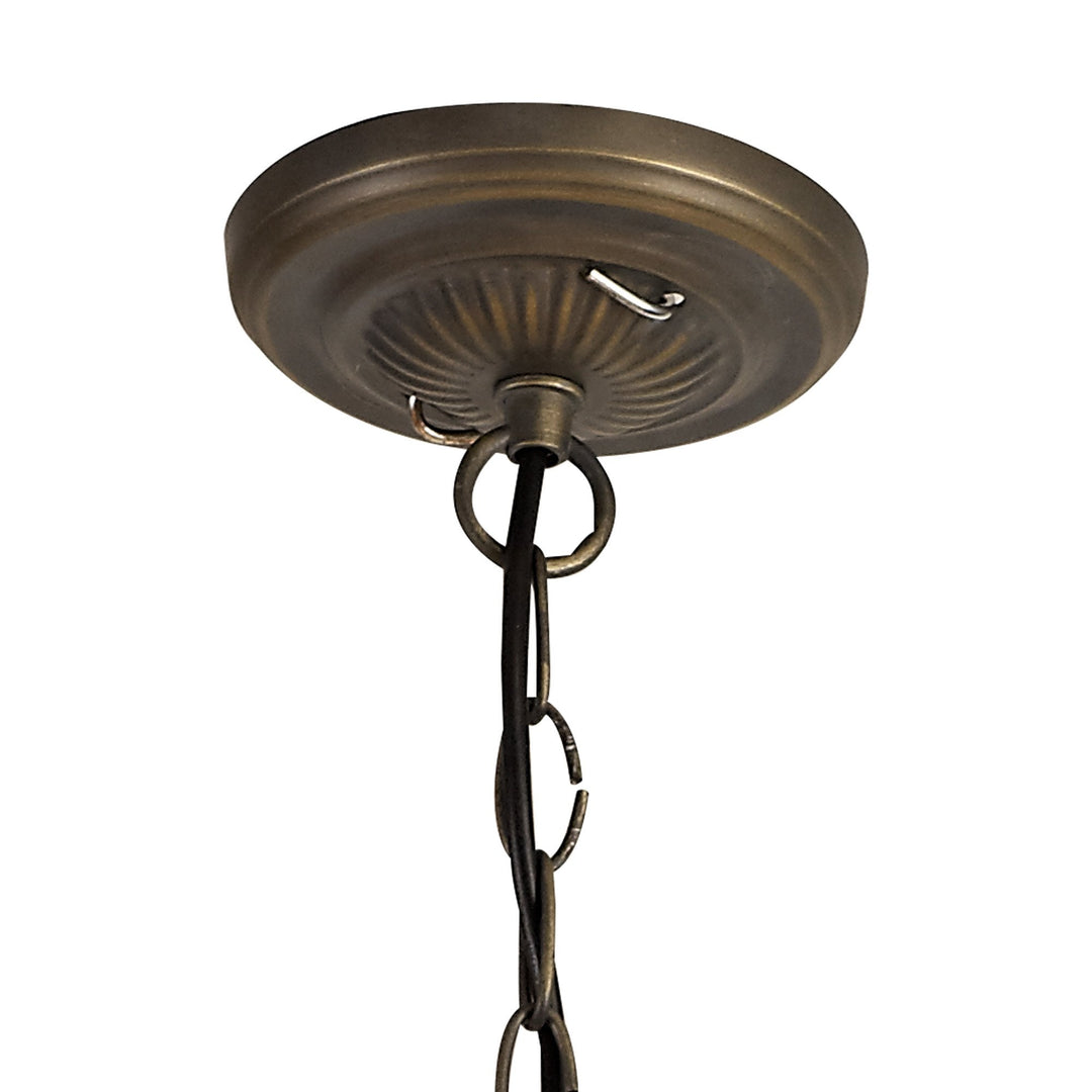 Nelson Lighting NLK00599 Chrisy 3 Light Up Lighter Pendant With 50cm Tiffany Shade Beige/Aged Antique Brass