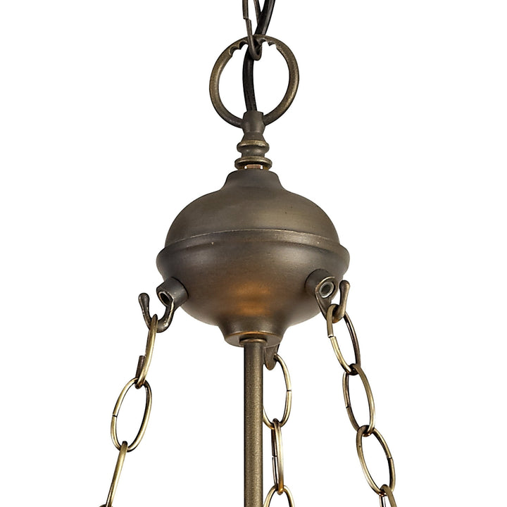 Nelson Lighting NLK00599 Chrisy 3 Light Up Lighter Pendant With 50cm Tiffany Shade Beige/Aged Antique Brass