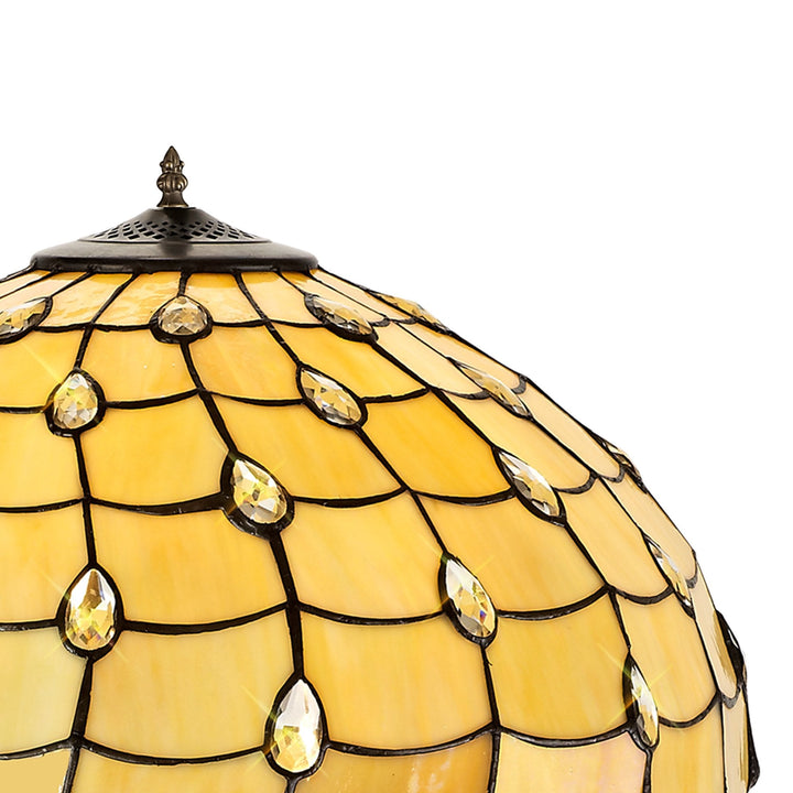 Nelson Lighting NLK00609 Chrisy 2 Light Octagonal Floor Lamp With 50cm Tiffany Shade Beige/Aged Antique Brass