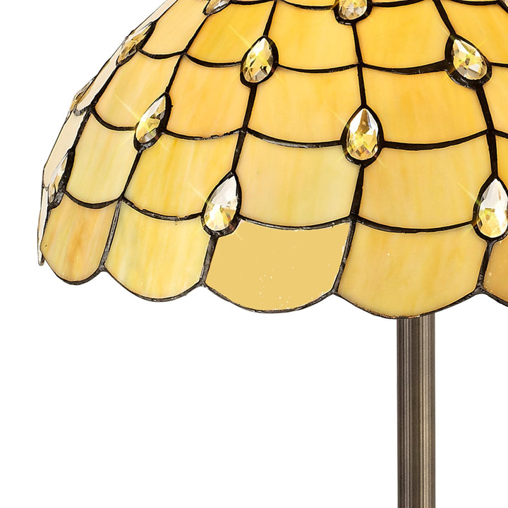 Nelson Lighting NLK00629 Chrisy 2 Light Stepped Design Floor Lamp With 50cm Tiffany Shade Beige/Brass