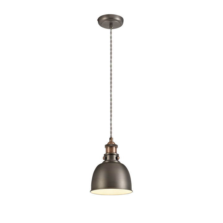 Nelson Lighting NL77369 Corfu Small Pendant 1 Light Antique Silver/Copper/White