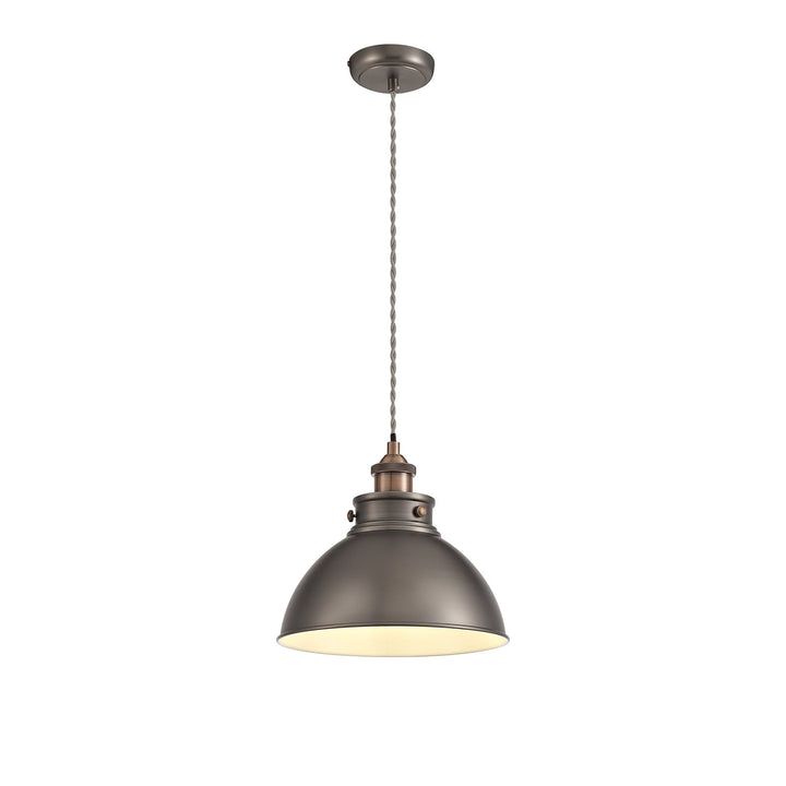 Nelson Lighting NL77379 Corfu Medium Pendant 1 Light Antique Silver/Copper/White