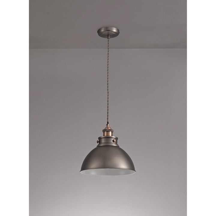 Nelson Lighting NL77379 Corfu Medium Pendant 1 Light Antique Silver/Copper/White