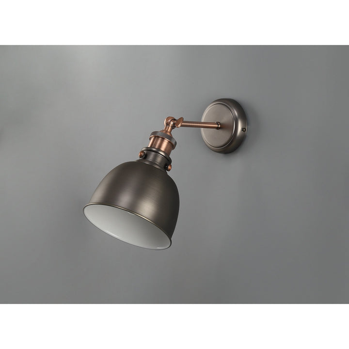 Nelson Lighting NL77399 Corfu Adjustable Wall Lamp 1 Light Antique Silver/Copper/White
