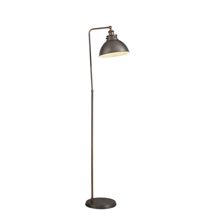 Nelson Lighting NL77419 Corfu Adjustable Floor Lamp 1 Light Antique Silver/Copper/White