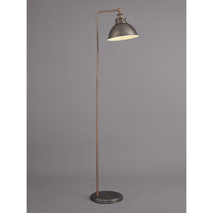 Nelson Lighting NL77419 Corfu Adjustable Floor Lamp 1 Light Antique Silver/Copper/White