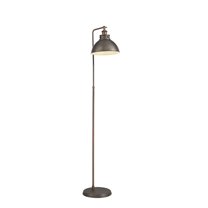 Nelson Lighting NL77419 Corfu Adjustable Floor Lamp 1 Light Antique Silver/Copper/White