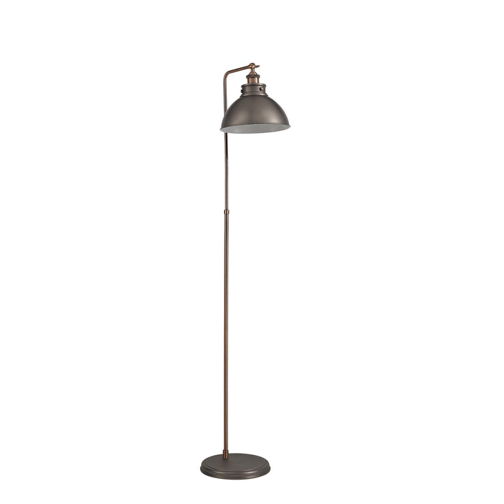 Nelson Lighting NL77419 Corfu Adjustable Floor Lamp 1 Light Antique Silver/Copper/White