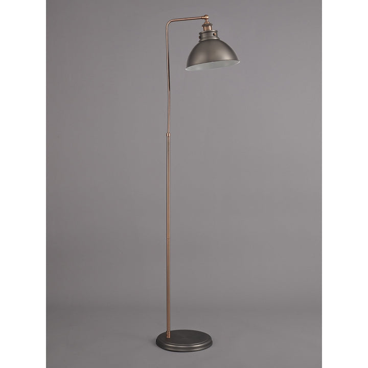 Nelson Lighting NL77419 Corfu Adjustable Floor Lamp 1 Light Antique Silver/Copper/White