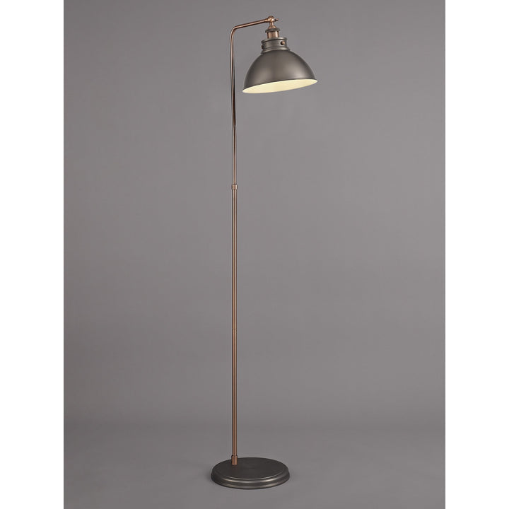 Nelson Lighting NL77419 Corfu Adjustable Floor Lamp 1 Light Antique Silver/Copper/White