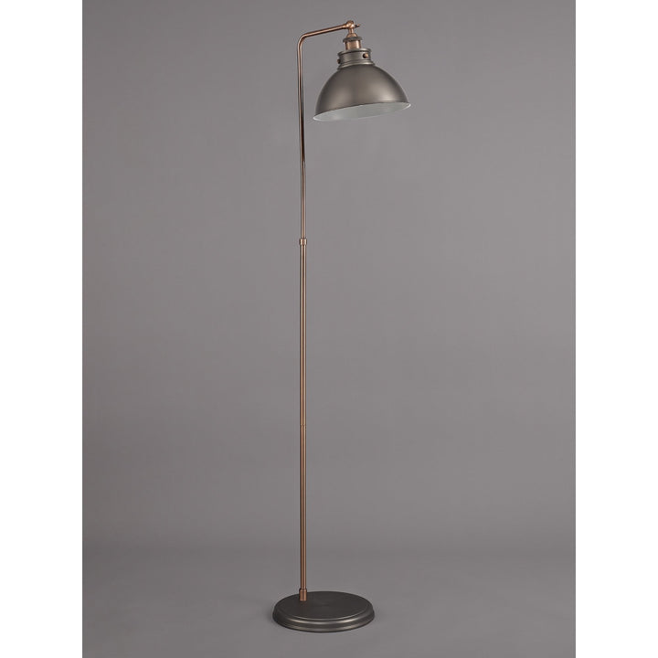 Nelson Lighting NL77419 Corfu Adjustable Floor Lamp 1 Light Antique Silver/Copper/White