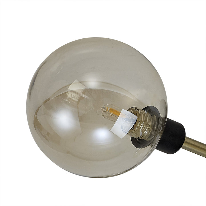 Nelson Lighting NL77319 Dylon Flush Ceiling 9 Light Matt Black/Antique Brass/Cognac Glass