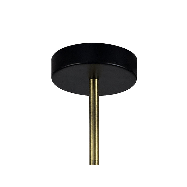 Nelson Lighting NL77329 Dylon Fixed Pendant 12 Light Matt Black/Antique Brass/Cognac Glass