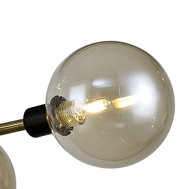 Nelson Lighting NL77329 Dylon Fixed Pendant 12 Light Matt Black/Antique Brass/Cognac Glass