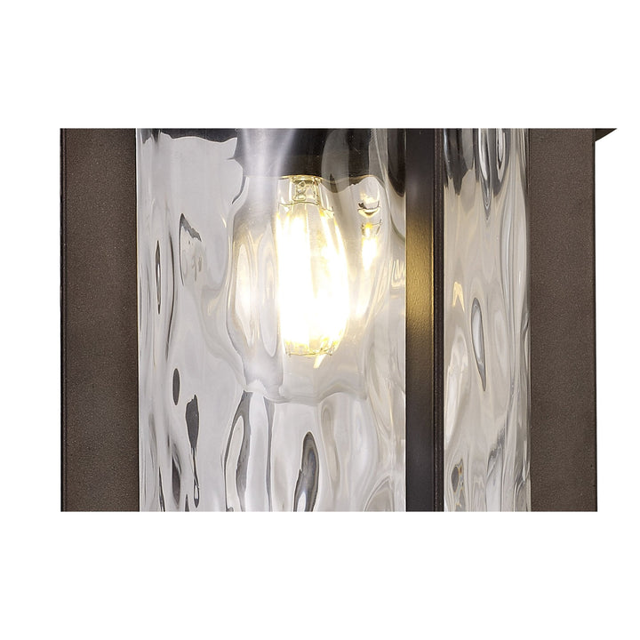 Nelson Lighting NL75569 Ellen Outdoor Small Wall Lamp 1 Light Antique Bronze/Clear Ripple Glass