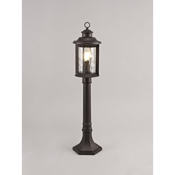 Nelson Lighting NL75589 Ellen Outdoor Post Lamp 1 Light Antique Bronze/Clear Ripple Glass