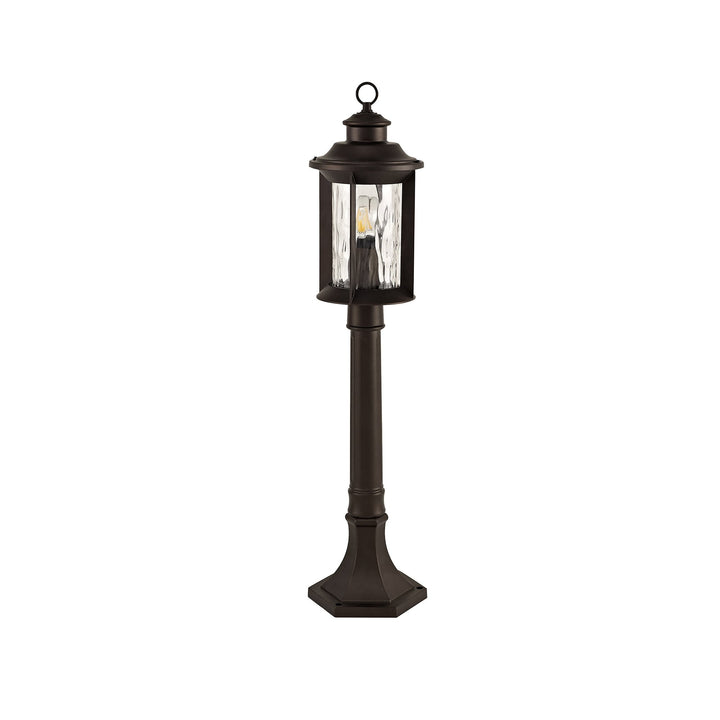 Nelson Lighting NL75589 Ellen Outdoor Post Lamp 1 Light Antique Bronze/Clear Ripple Glass