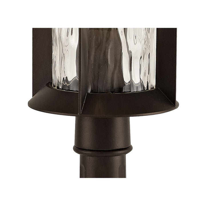 Nelson Lighting NL75589 Ellen Outdoor Post Lamp 1 Light Antique Bronze/Clear Ripple Glass