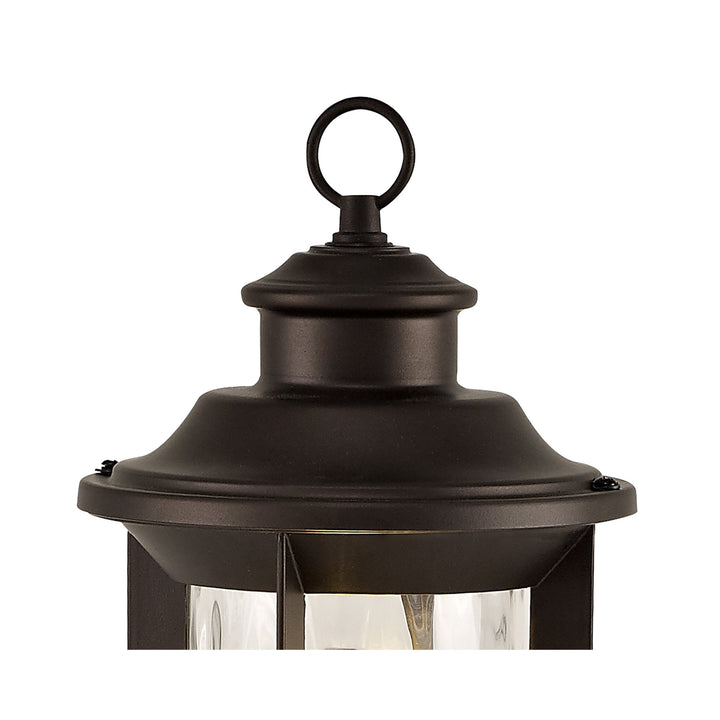 Nelson Lighting NL75589 Ellen Outdoor Post Lamp 1 Light Antique Bronze/Clear Ripple Glass