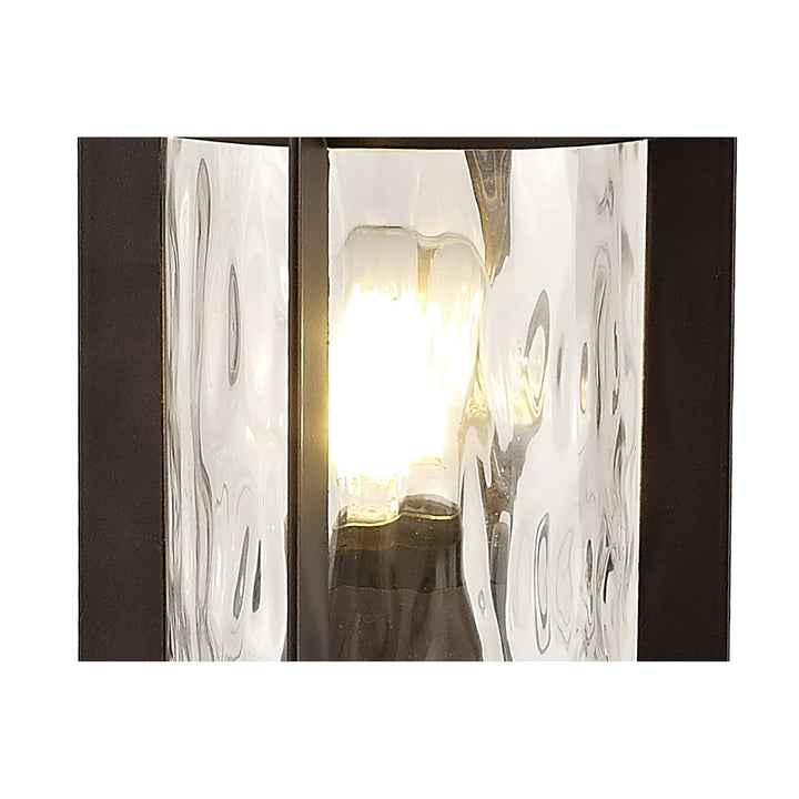Nelson Lighting NL75589 Ellen Outdoor Post Lamp 1 Light Antique Bronze/Clear Ripple Glass