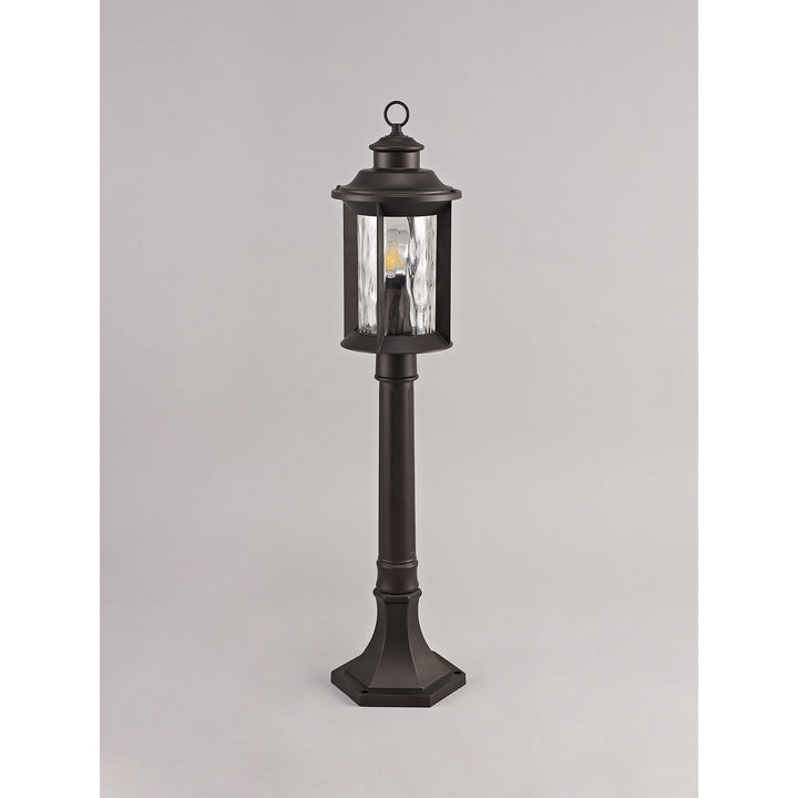 Nelson Lighting NL75589 Ellen Outdoor Post Lamp 1 Light Antique Bronze/Clear Ripple Glass