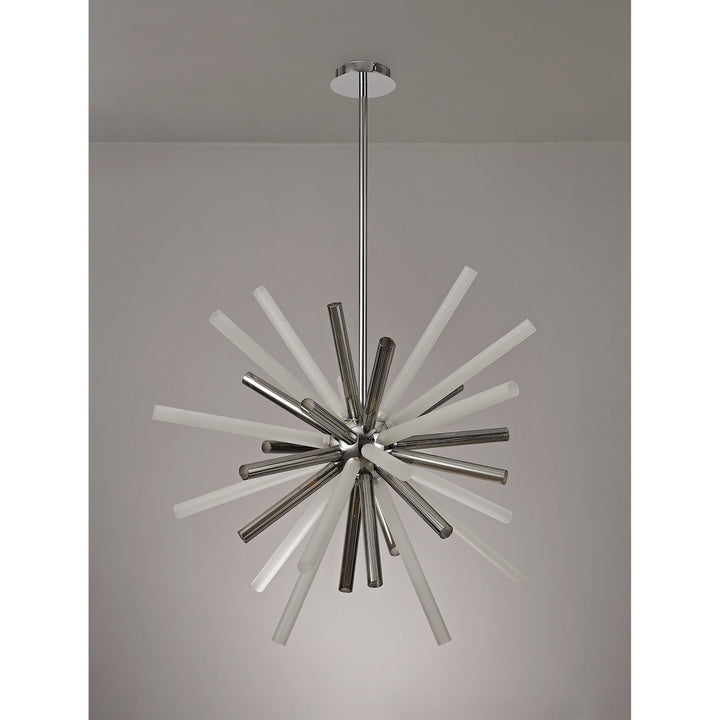 Nelson Lighting NL80479 Fabbio Pendant 16 Light Smoked & Frosted/Polished Chrome