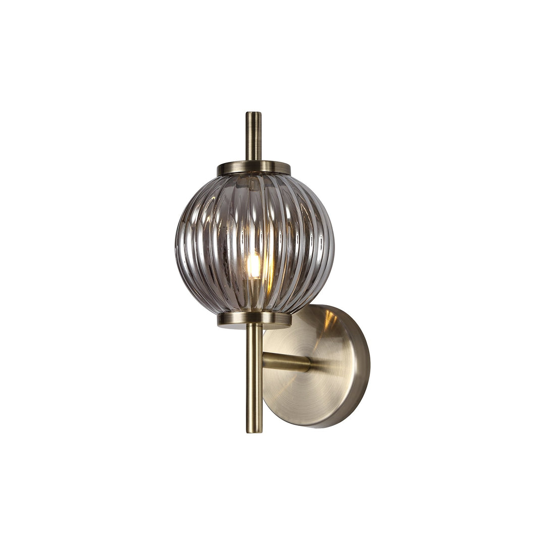 Nelson Lighting NL74439 Farro Wall Lamp Antique Brass/Smoked Glass