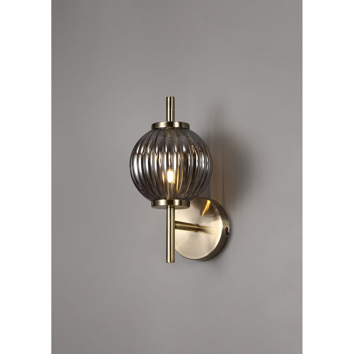 Nelson Lighting NL74439 Farro Wall Lamp Antique Brass/Smoked Glass