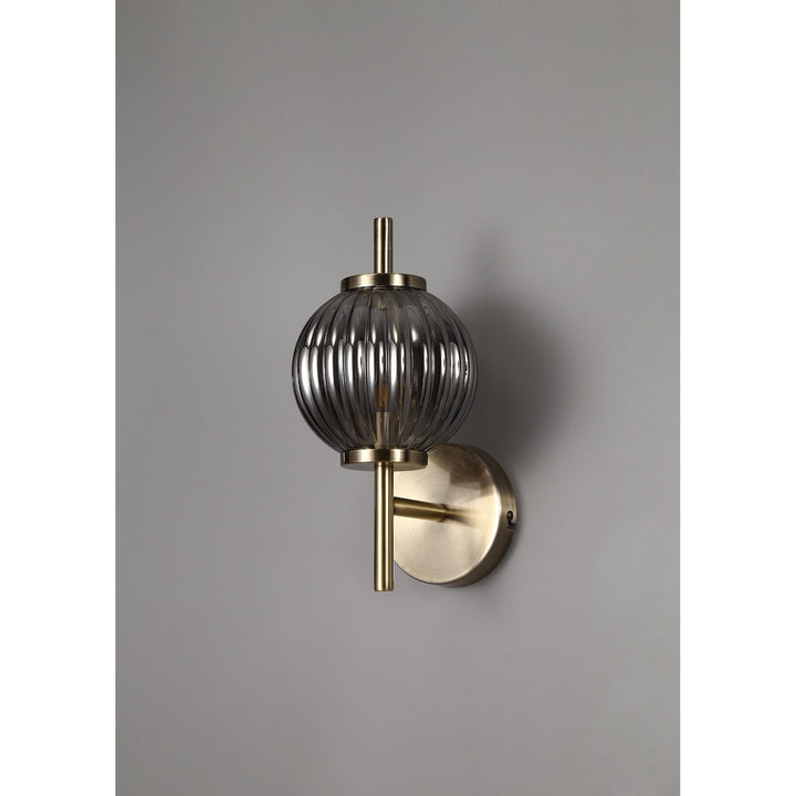 Nelson Lighting NL74439 Farro Wall Lamp Antique Brass/Smoked Glass