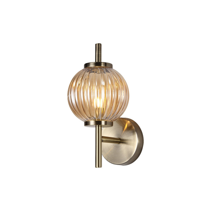 Nelson Lighting NL74449 Farro Wall Lamp Antique Brass/Amber Glass