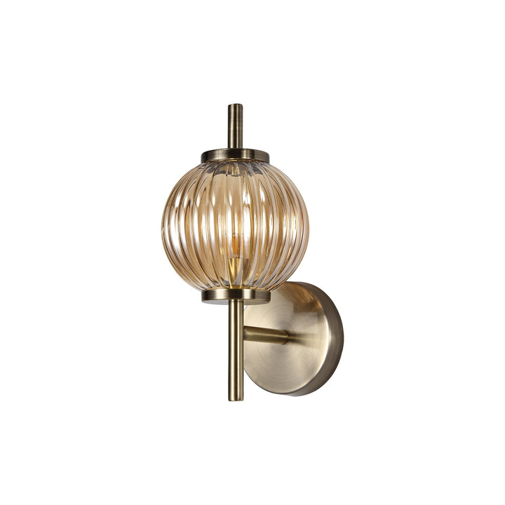 Nelson Lighting NL74449 Farro Wall Lamp Antique Brass/Amber Glass