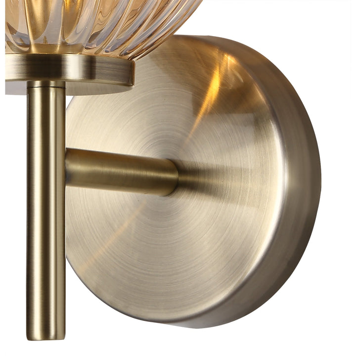 Nelson Lighting NL74449 Farro Wall Lamp Antique Brass/Amber Glass