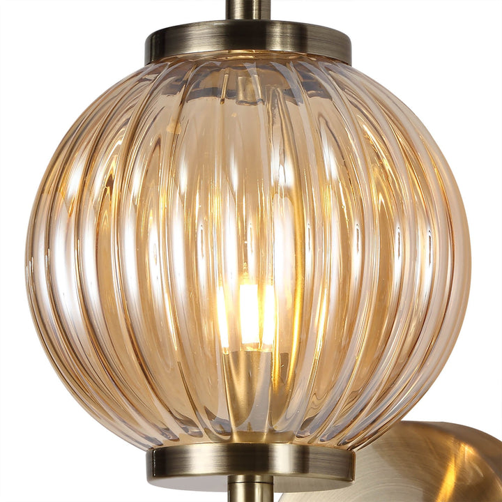 Nelson Lighting NL74449 Farro Wall Lamp Antique Brass/Amber Glass