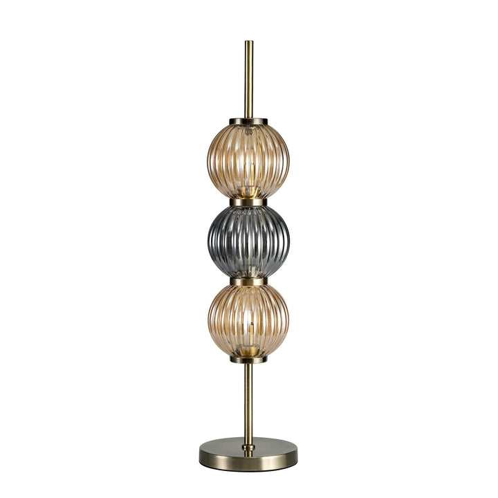 Nelson Lighting NL74469 Farro Table Lamp Antique Brass/Smoked & Amber Glass