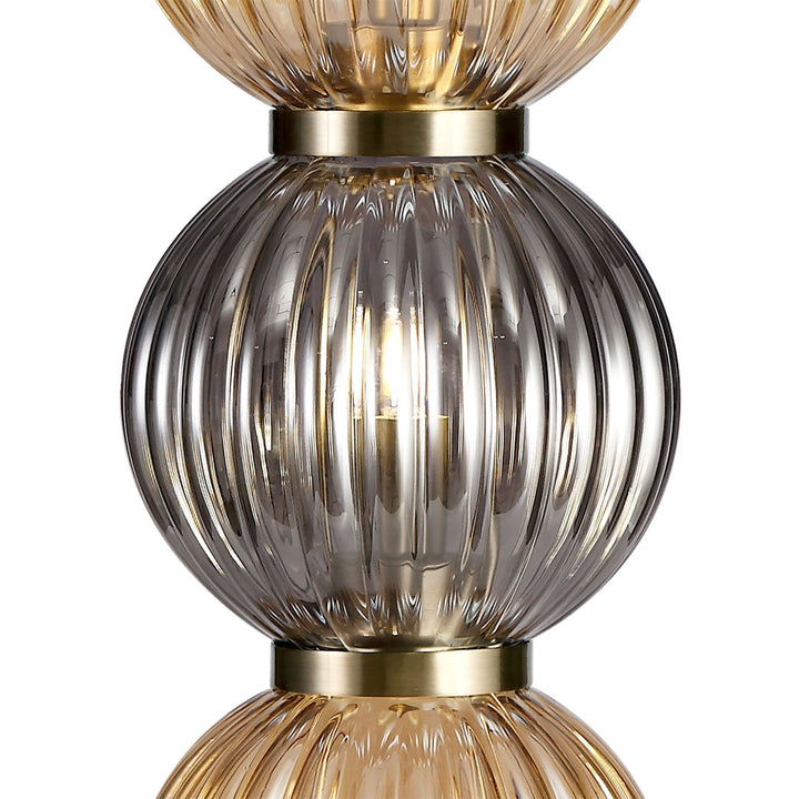 Nelson Lighting NL74469 Farro Table Lamp Antique Brass/Smoked & Amber Glass