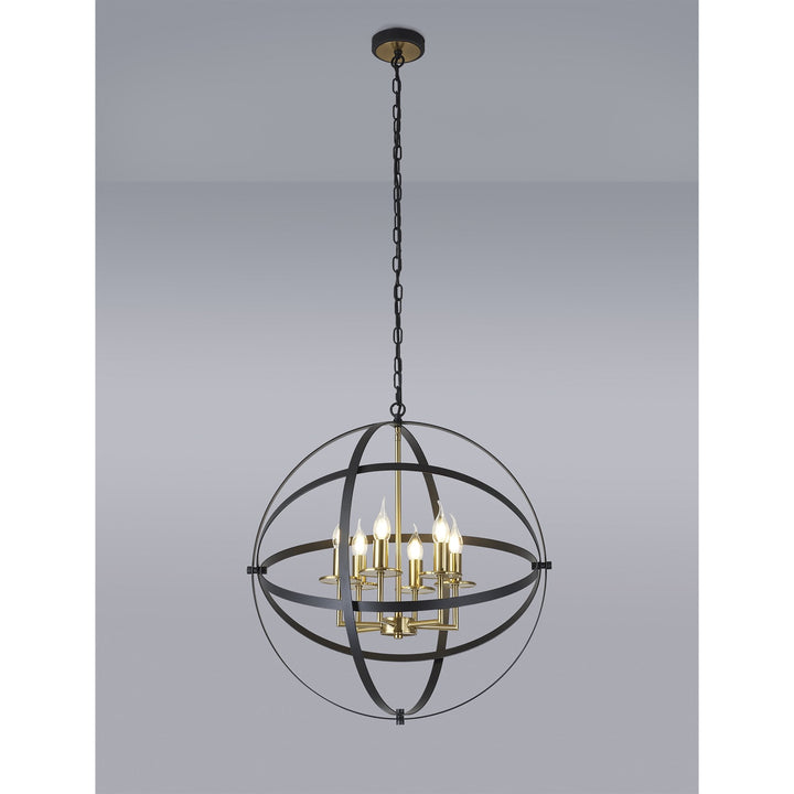 Nelson Lighting NL83249 Galaxy 6 Light Pendant Black/Gold