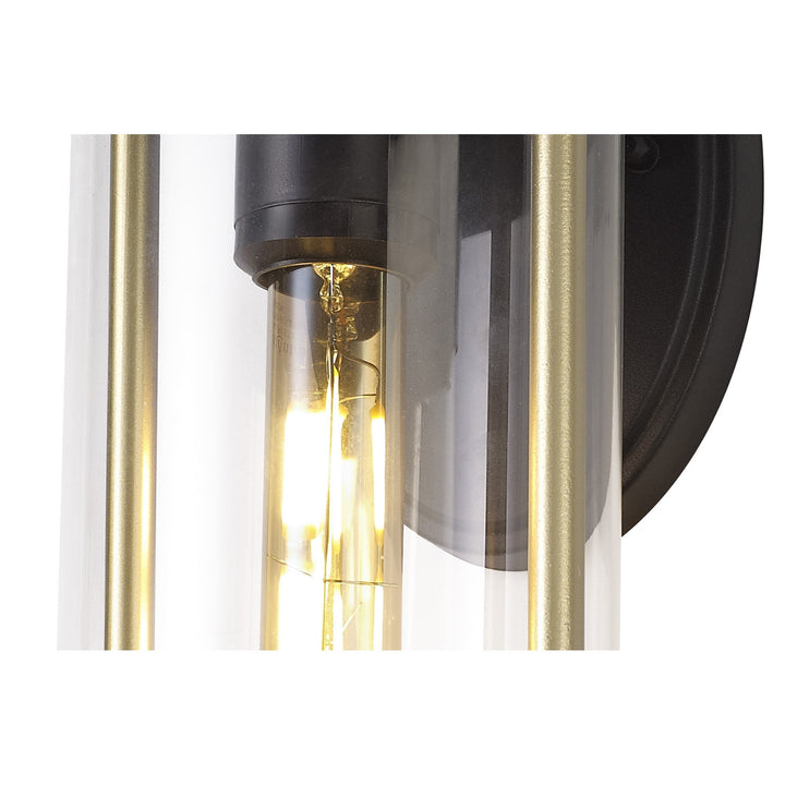 Nelson Lighting NL75829 Gast Outdoor Small Wall Lamp 1 Light Black & Gold/Clear Glass
