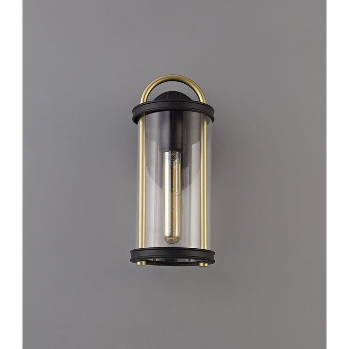 Nelson Lighting NL75829 Gast Outdoor Small Wall Lamp 1 Light Black & Gold/Clear Glass