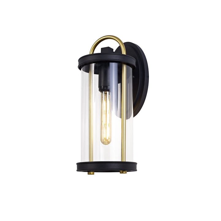 Nelson Lighting NL75839 Gast Outdoor Large Wall Lamp 1 Light Black & Gold/Clear Glass