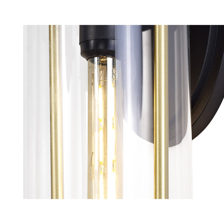 Nelson Lighting NL75839 Gast Outdoor Large Wall Lamp 1 Light Black & Gold/Clear Glass