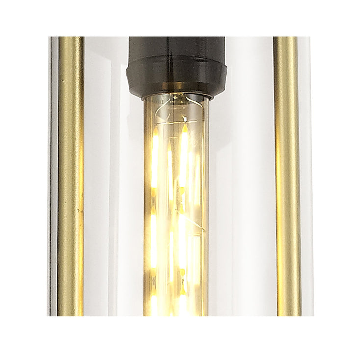 Nelson Lighting NL75849 Gast Outdoor Pendant 1 Light Black & Gold/Clear Glass