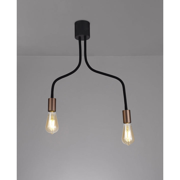 Nelson Lighting NL76449 Gino Flexible Ceiling 2 Light Satin Black/Brushed Copper