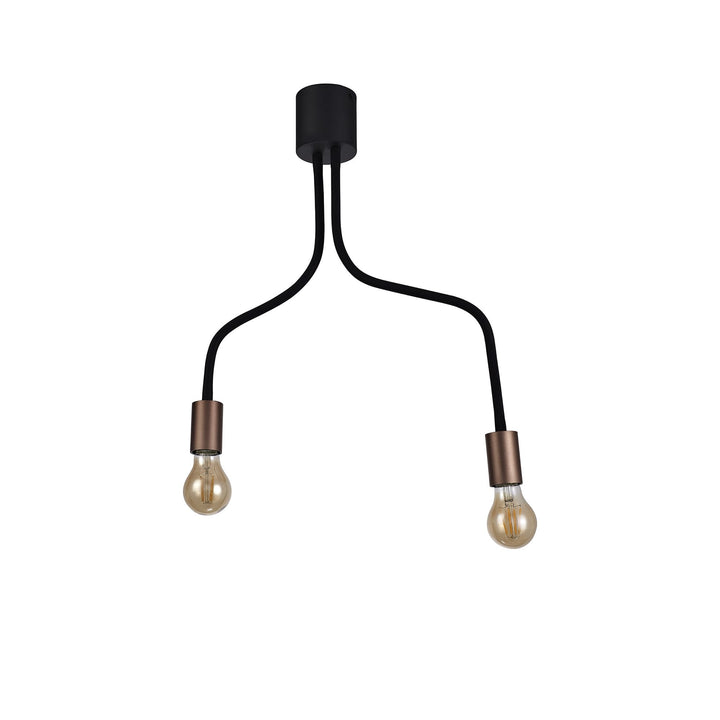 Nelson Lighting NL76449 Gino Flexible Ceiling 2 Light Satin Black/Brushed Copper